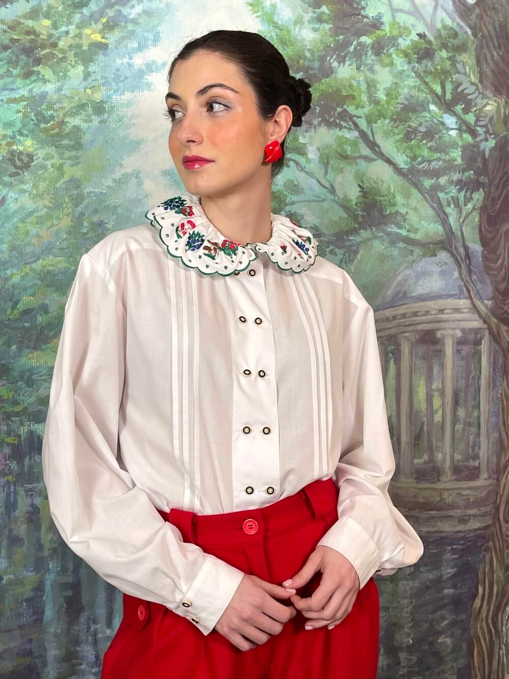 Vintage Austrian Embroidered Collar Blouse