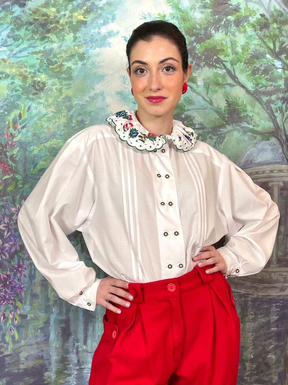 Vintage Austrian Embroidered Collar Blouse