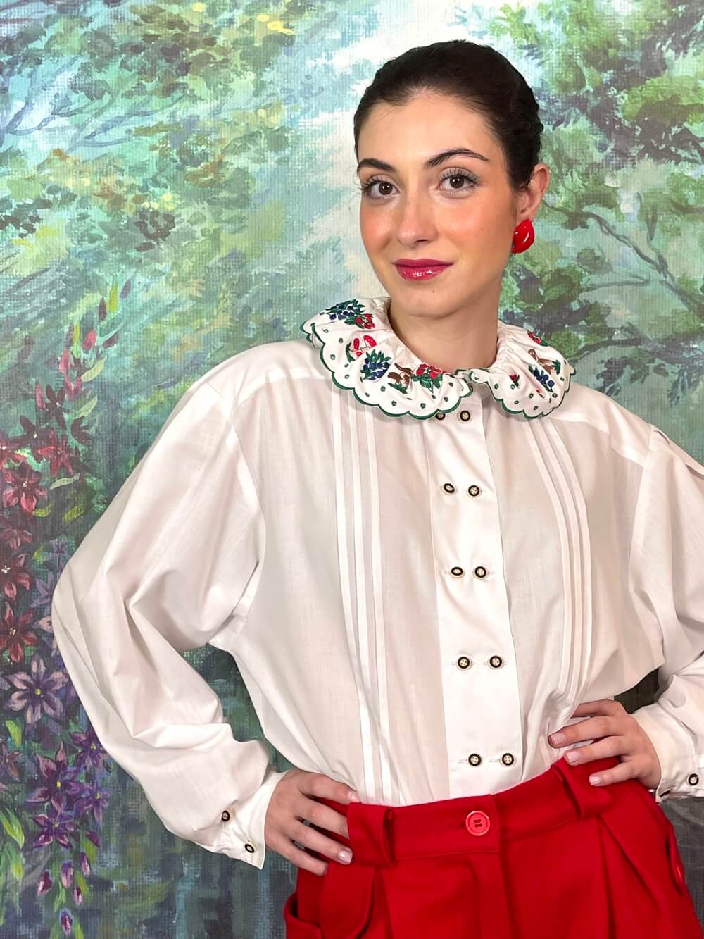 Vintage Austrian Embroidered Collar Blouse
