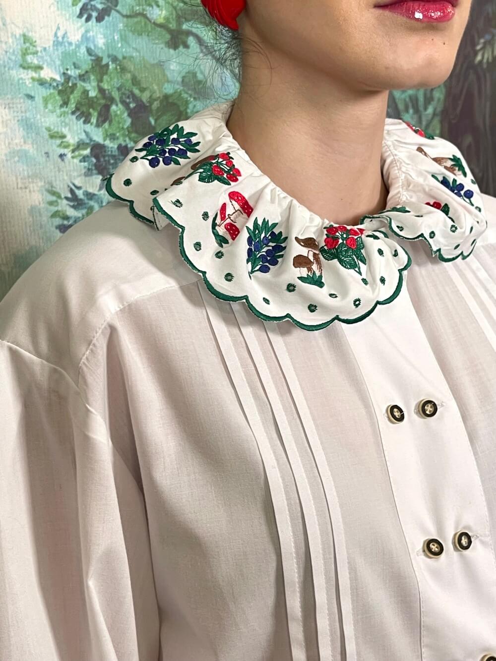Vintage Austrian Embroidered Collar Blouse