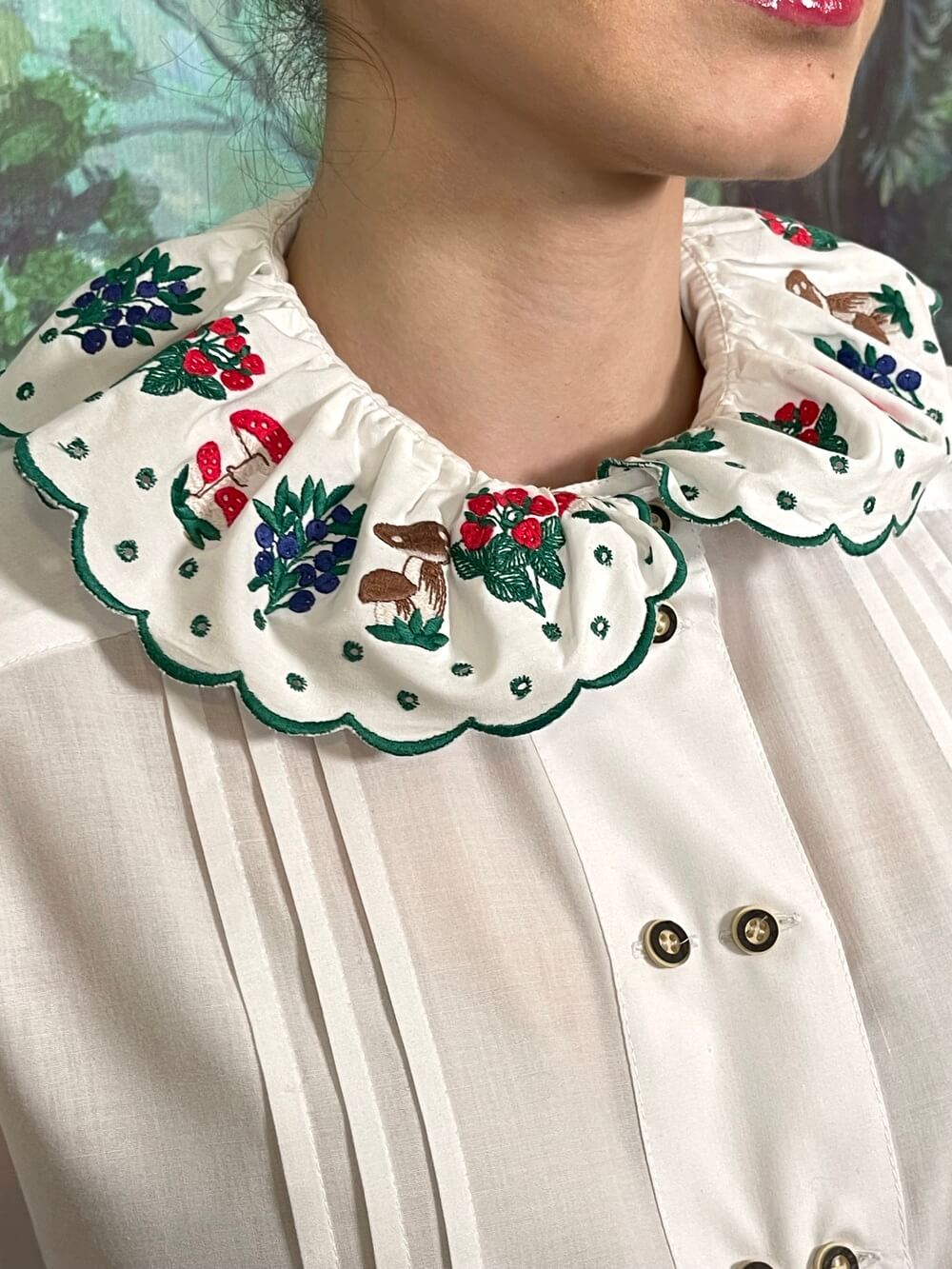 Vintage Austrian Embroidered Collar Blouse