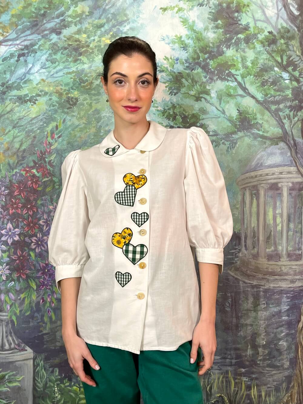 Vintage Austrian Heart Appliqué Blouse