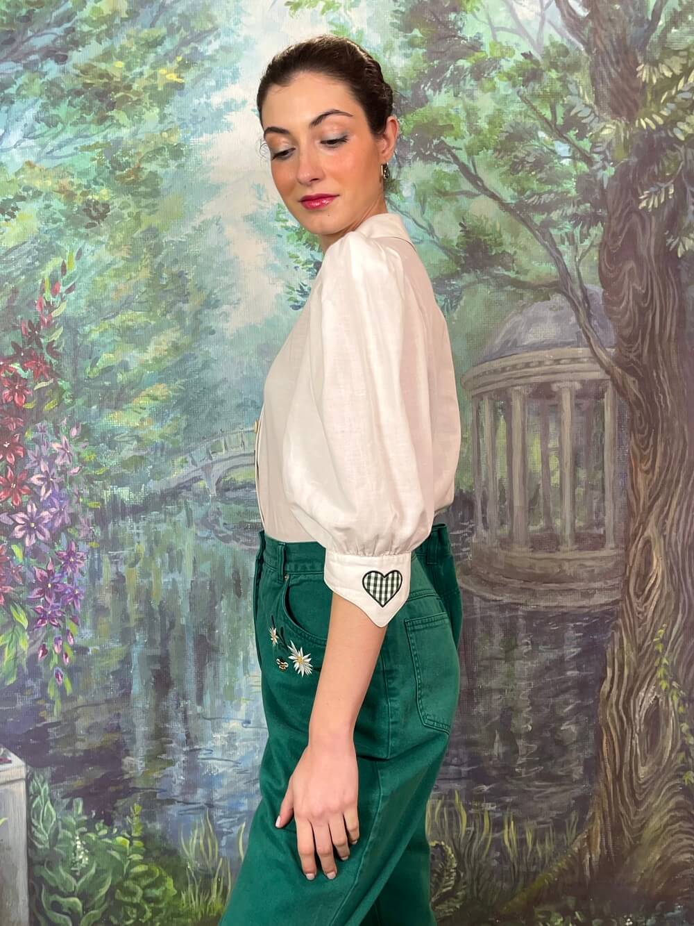 Vintage Austrian Heart Appliqué Blouse