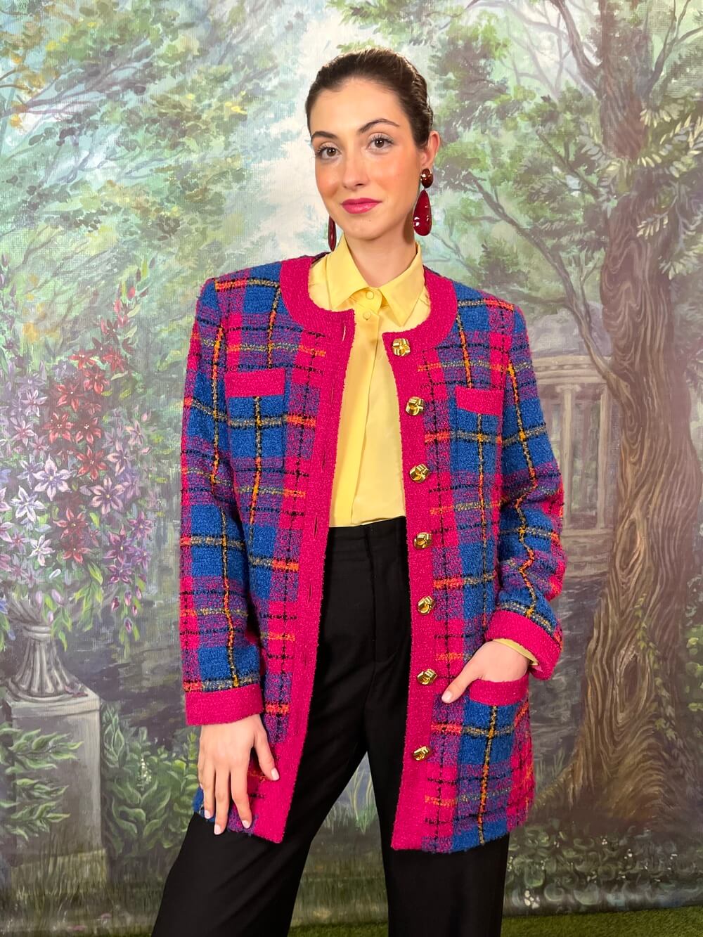 Vintage Colorful Tweed Plaid Jacket