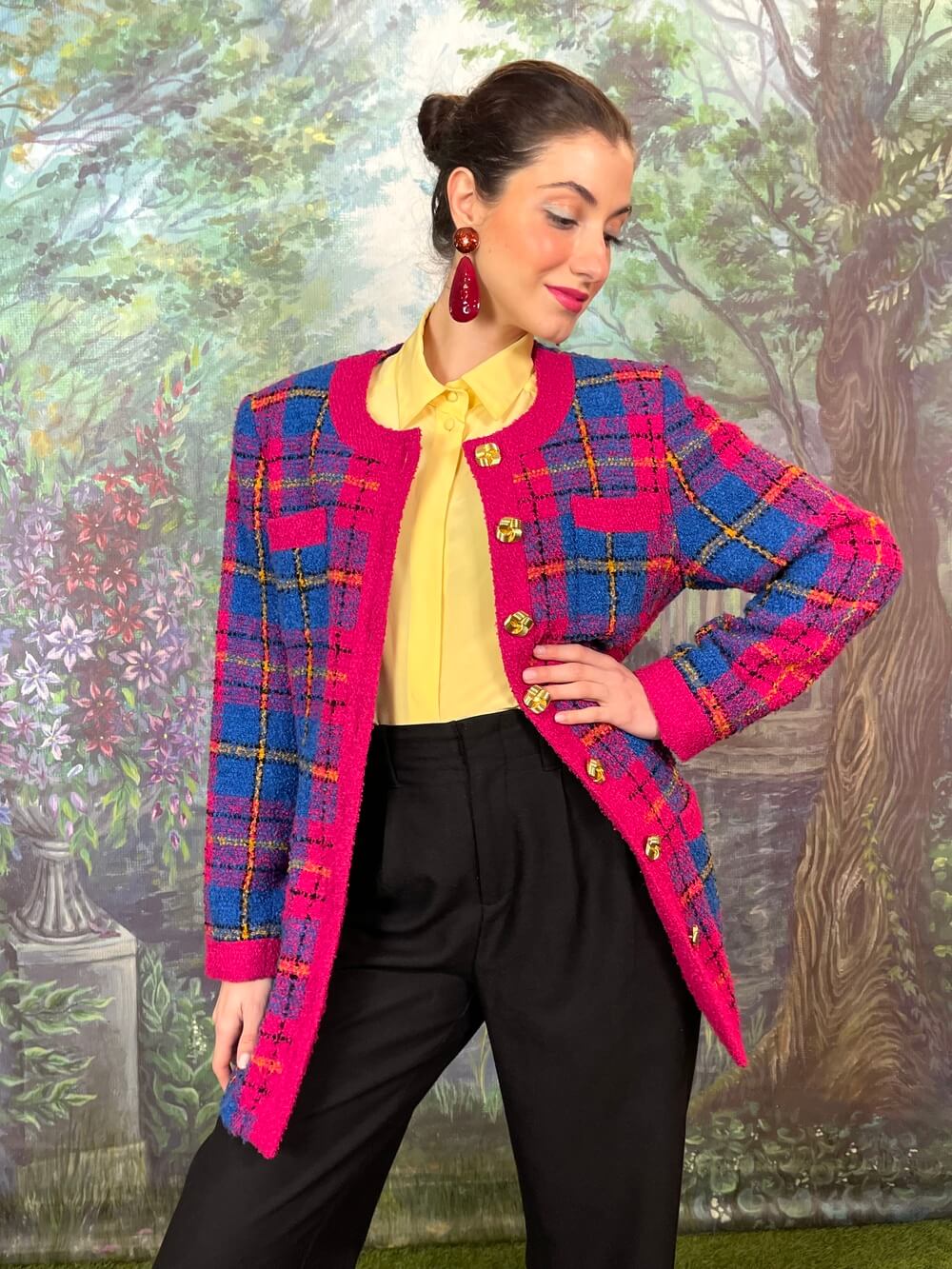 Vintage Colorful Tweed Plaid Jacket