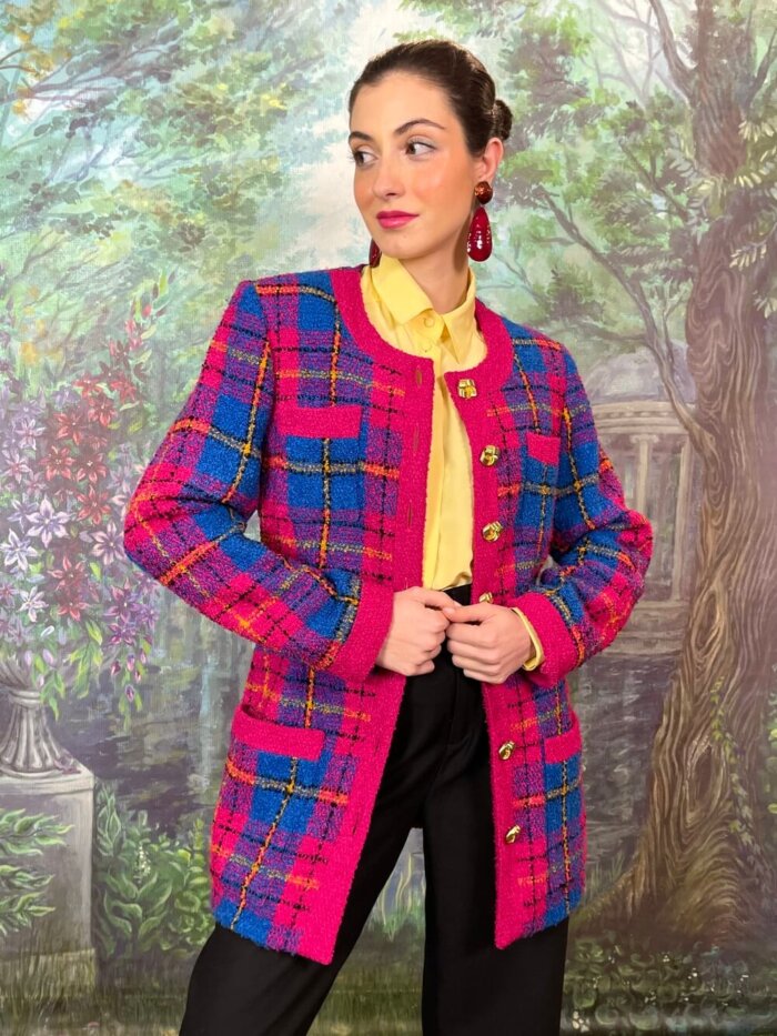Vintage Colorful Tweed Plaid Jacket