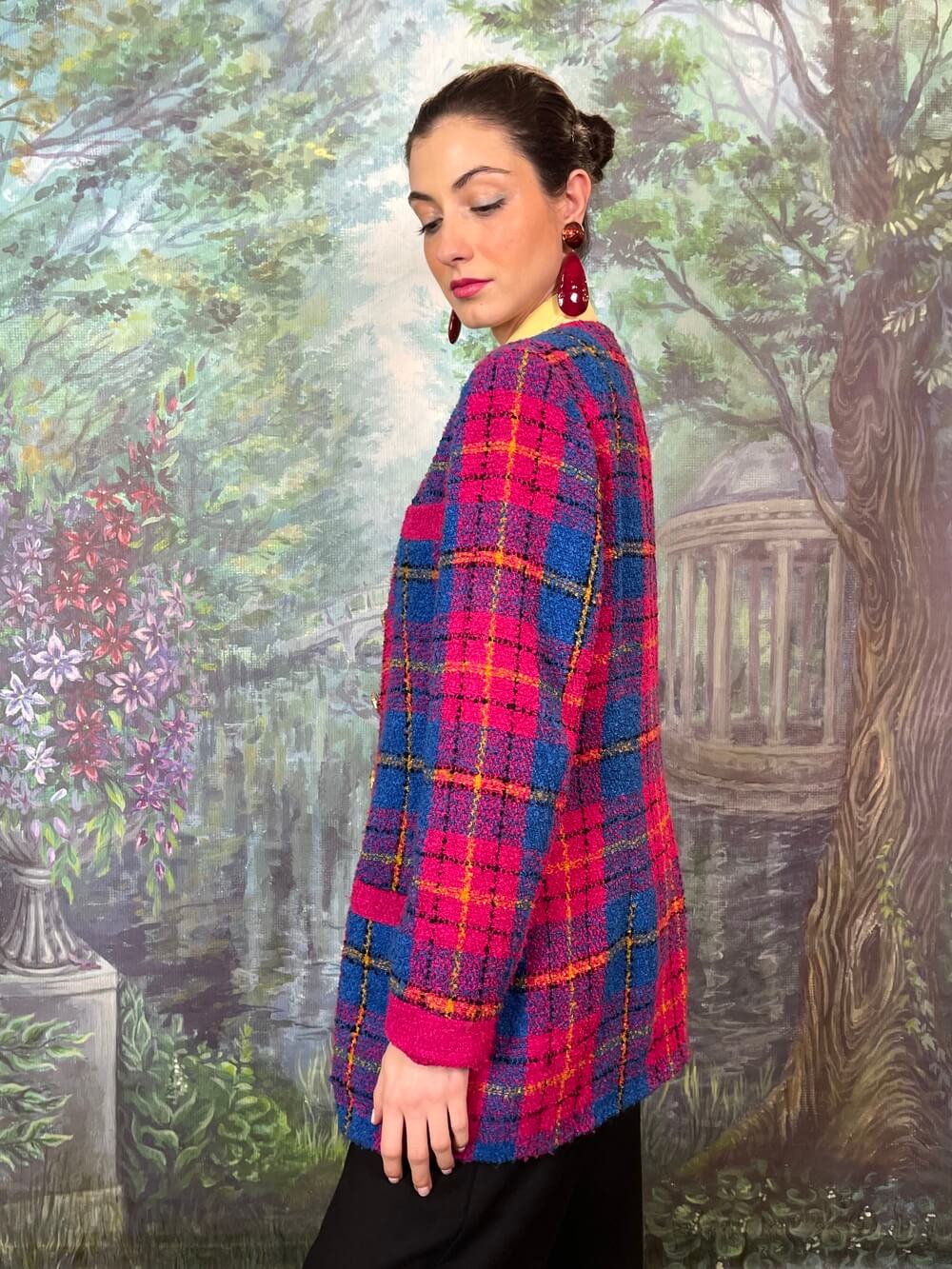 Vintage Colorful Tweed Plaid Jacket