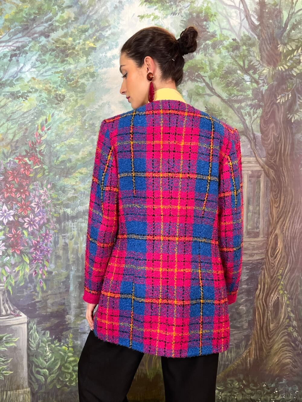 Vintage Colorful Tweed Plaid Jacket