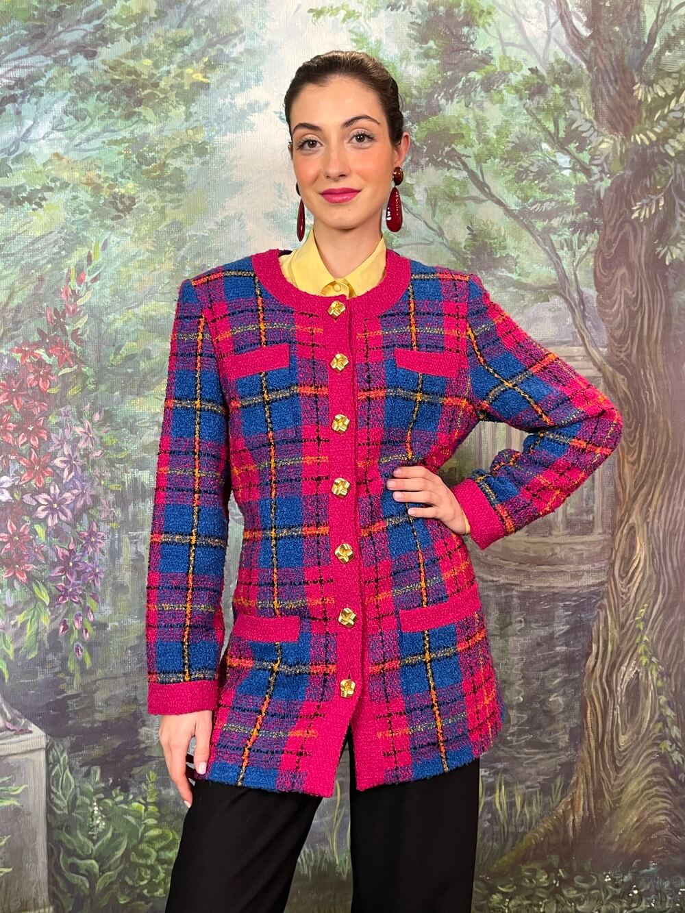 Vintage Colorful Tweed Plaid Jacket