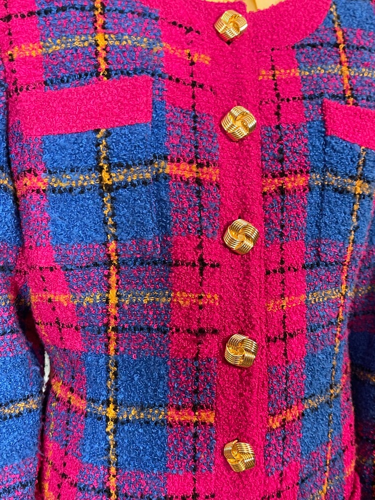Vintage Colorful Tweed Plaid Jacket