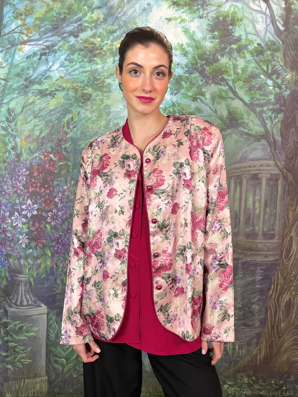 Vintage Pink Floral Light Jacket