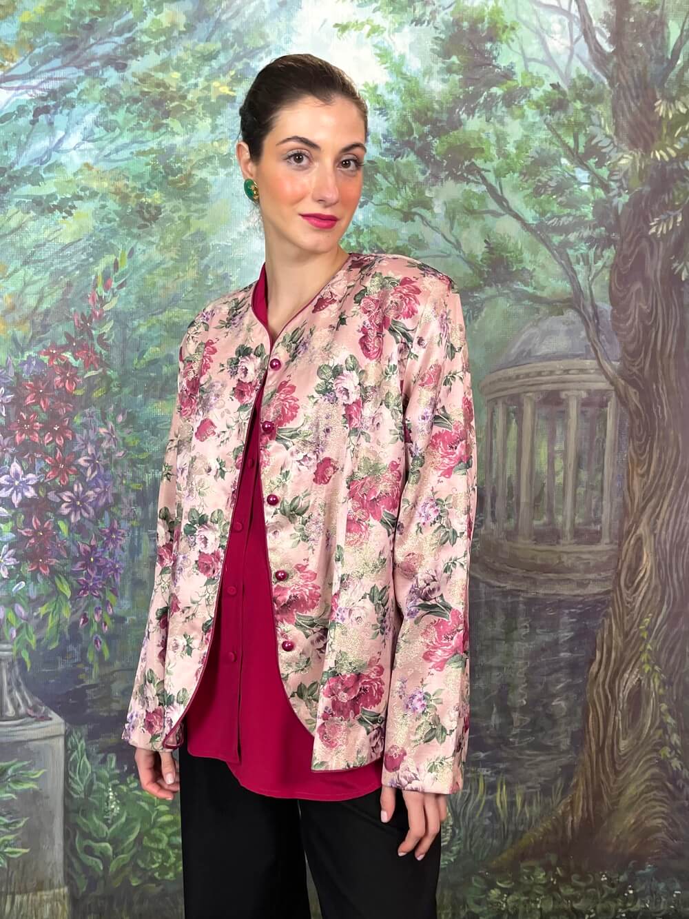 Vintage Pink Floral Light Jacket