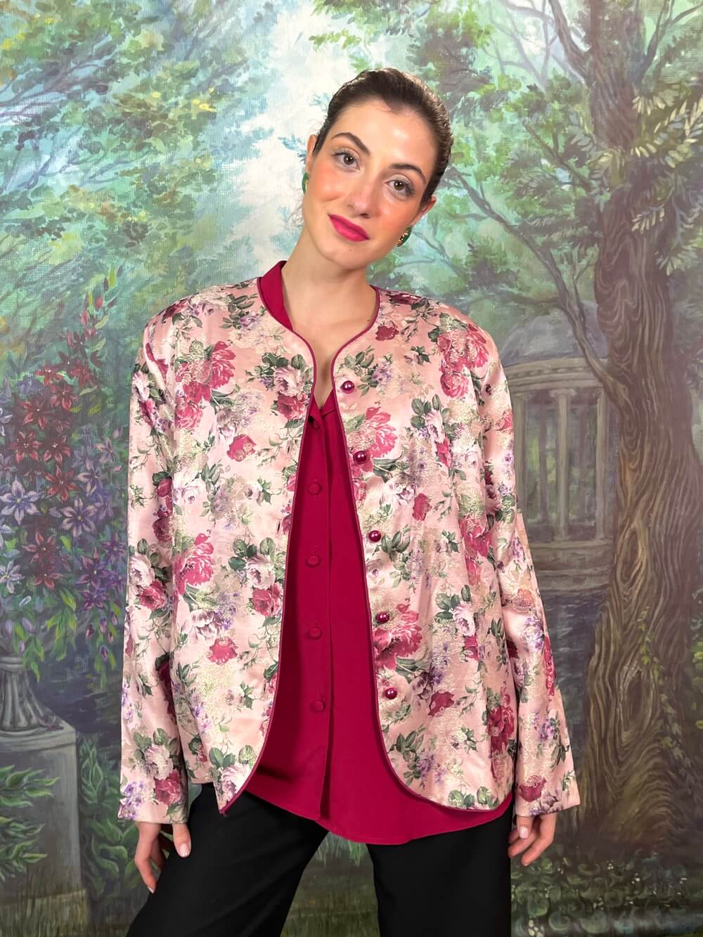 Vintage Pink Floral Light Jacket