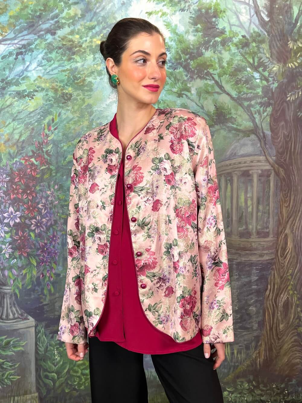 Vintage Pink Floral Light Jacket