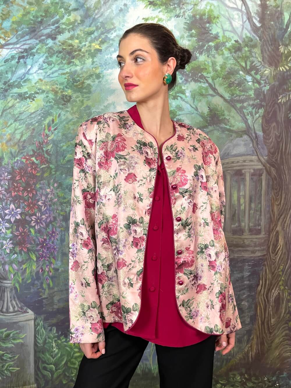 Vintage Pink Floral Light Jacket