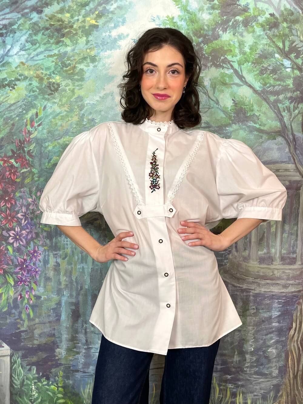 Vintage Austrian Embroidered Cotton Blouse