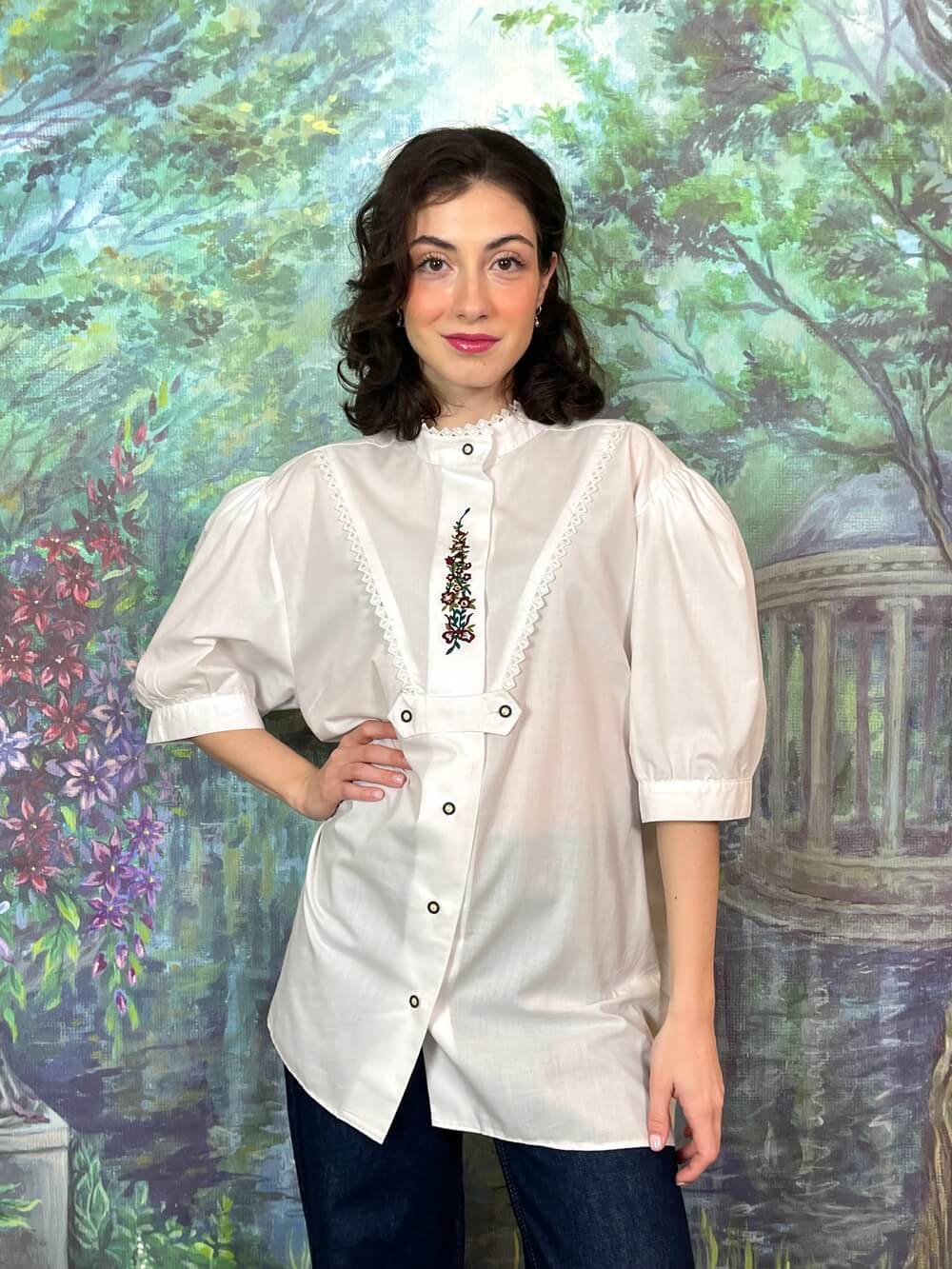 Vintage Austrian Embroidered Cotton Blouse