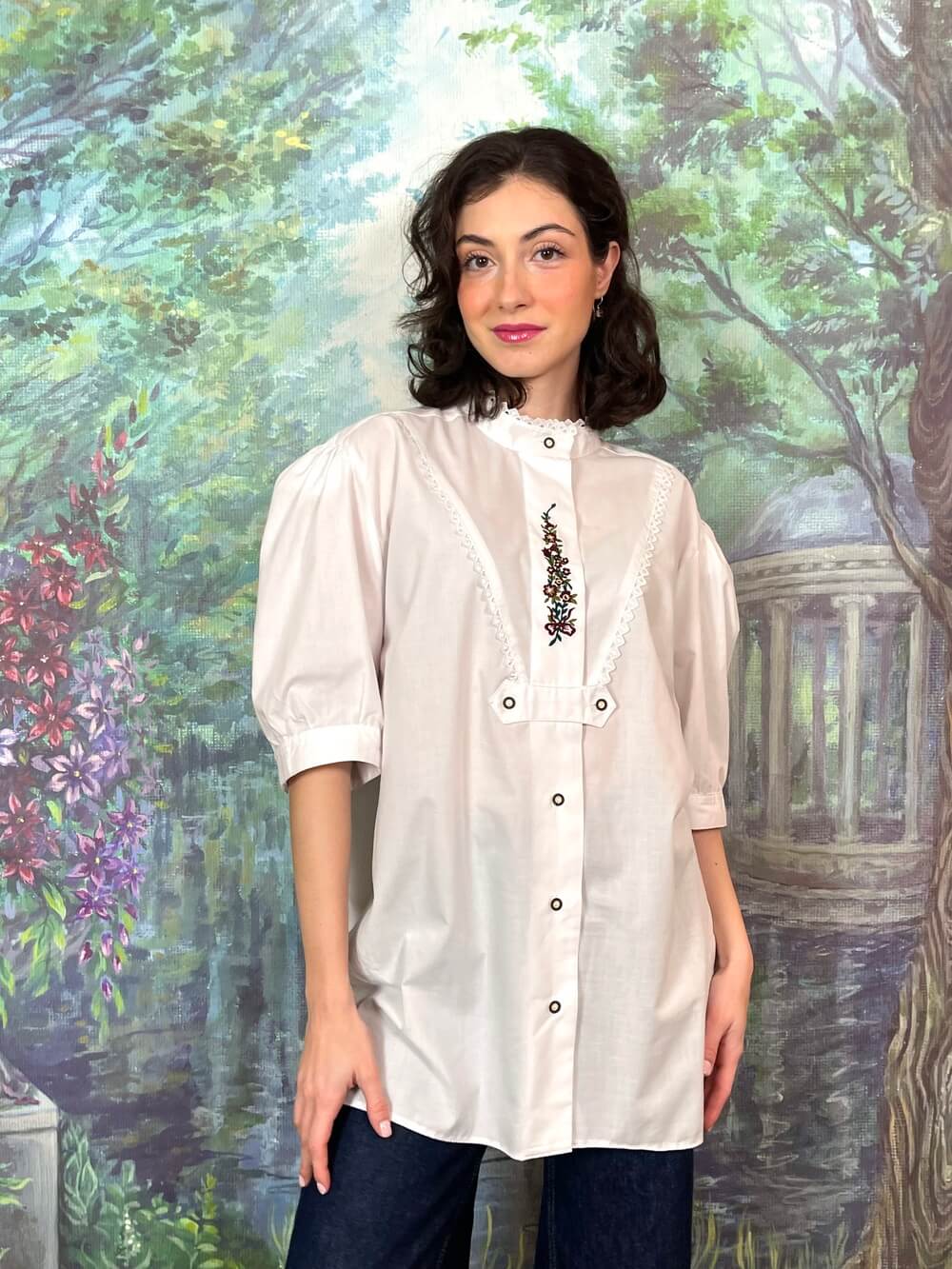 Vintage Austrian Embroidered Cotton Blouse