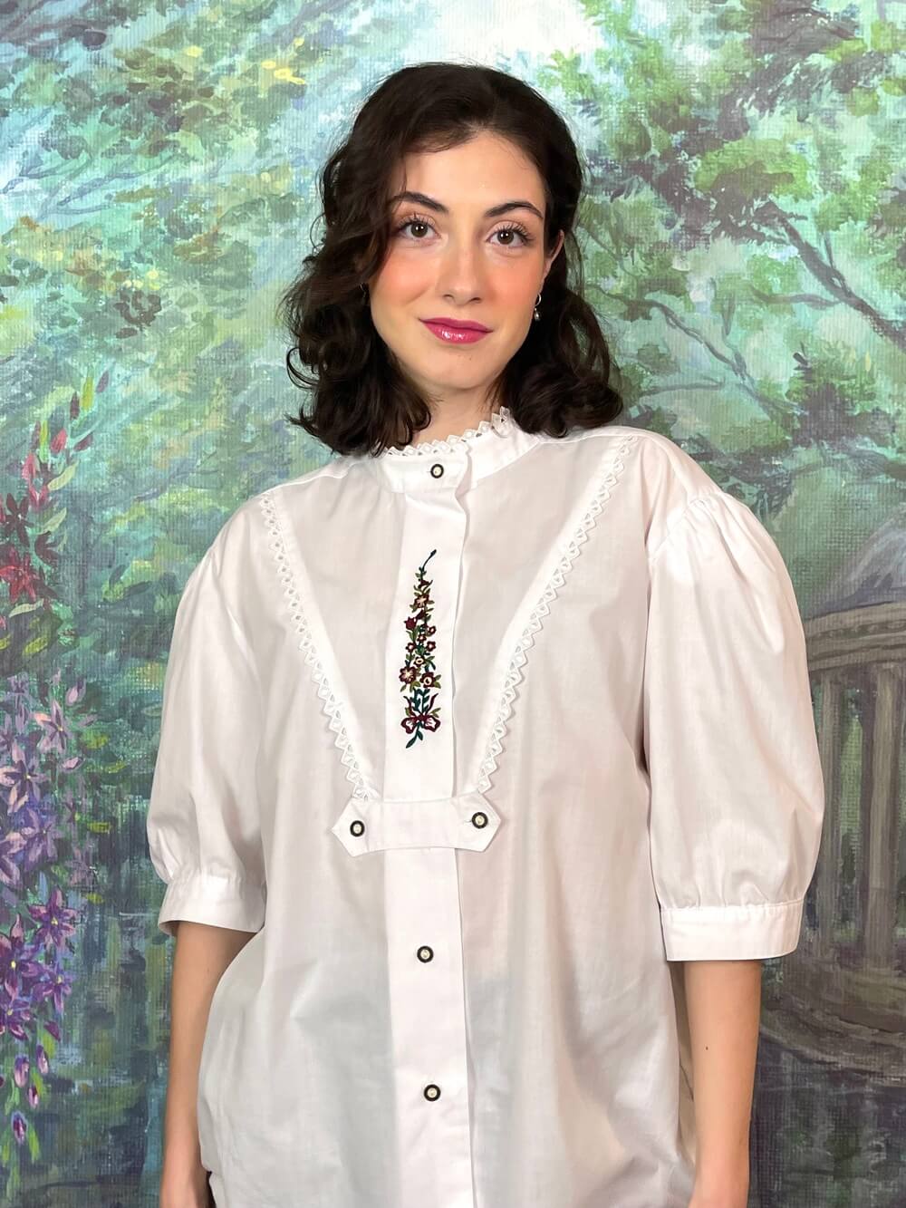 Vintage Austrian Embroidered Cotton Blouse