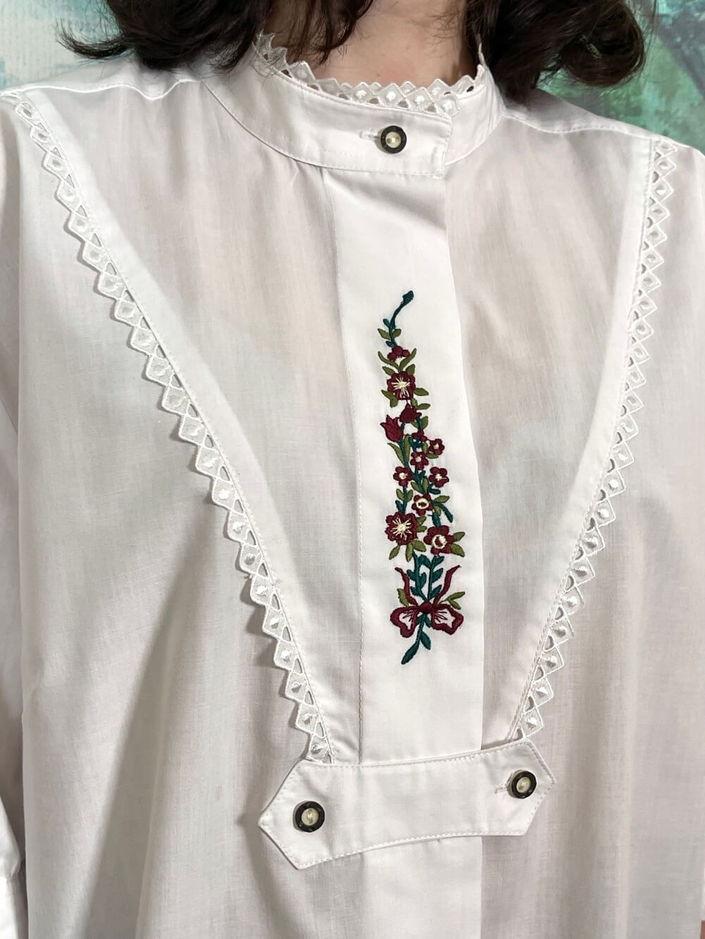 Vintage Austrian Embroidered Cotton Blouse