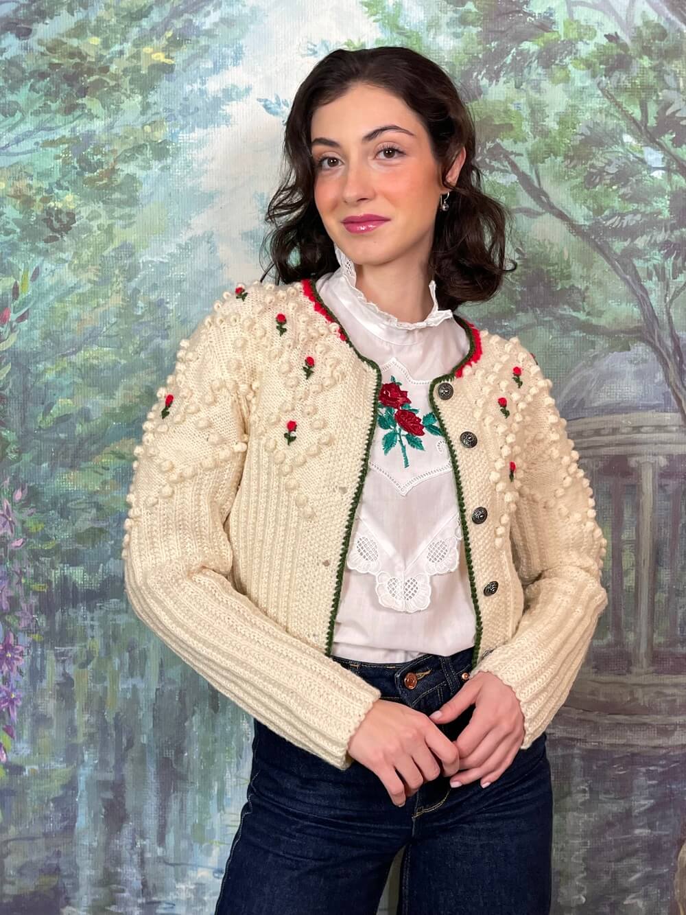 Vintage Austrian Popcorn Knit Cardigan