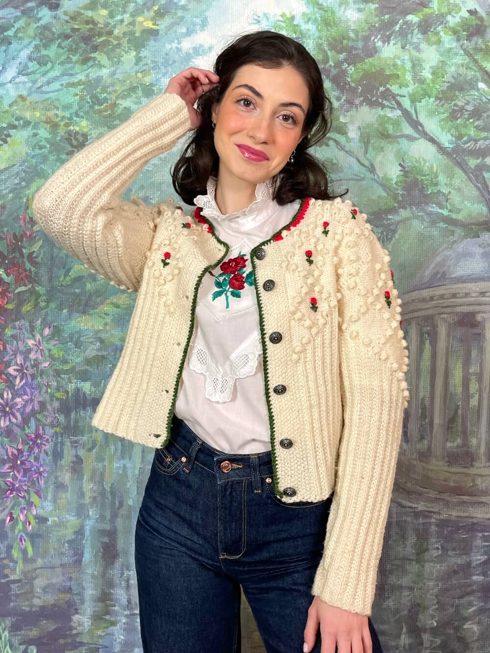 Vintage Austrian Popcorn Knit Cardigan