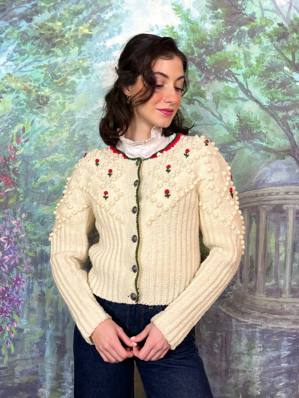 Vintage Austrian Popcorn Knit Cardigan