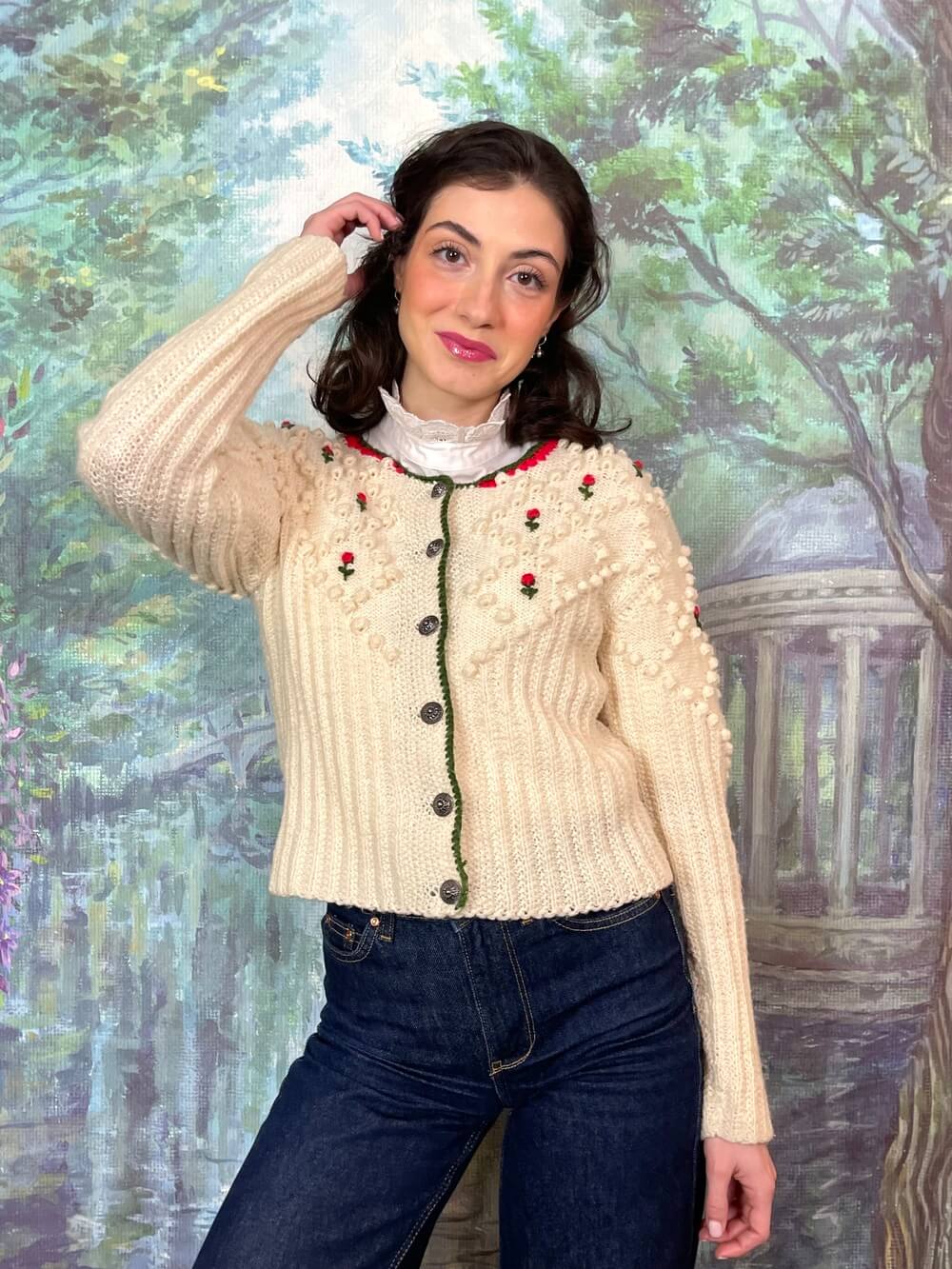 Vintage Austrian Popcorn Knit Cardigan