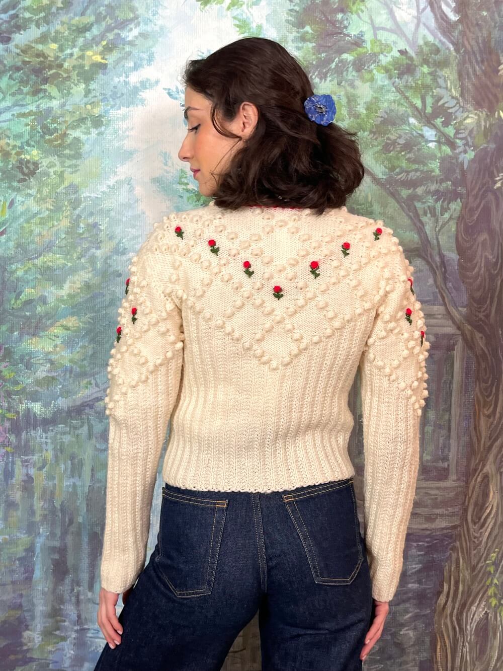 Vintage Austrian Popcorn Knit Cardigan