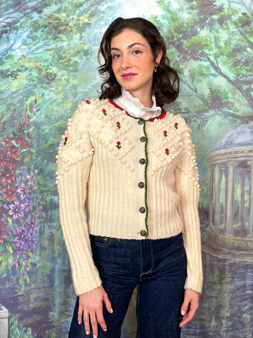 Vintage Austrian Popcorn Knit Cardigan