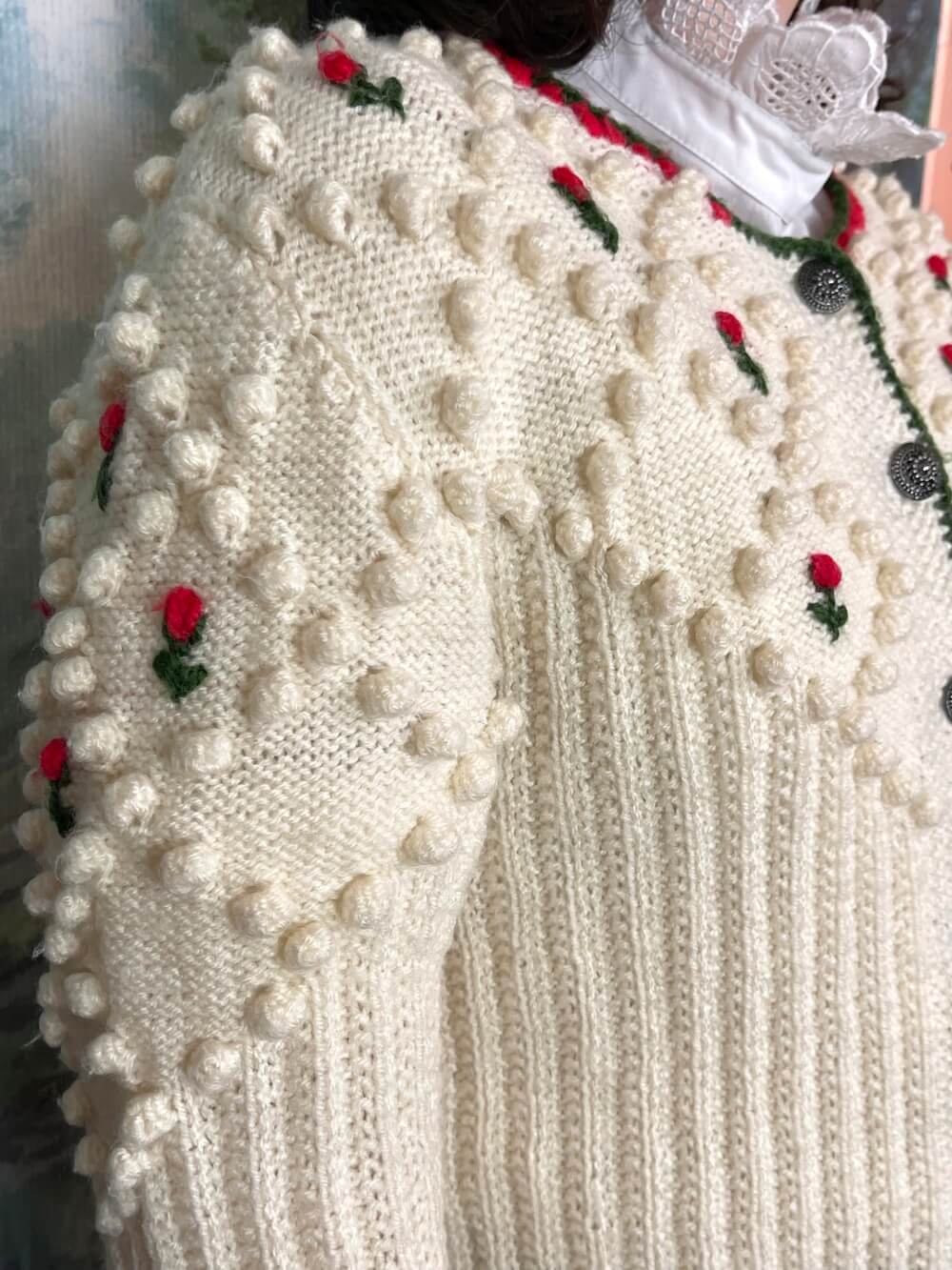 Vintage Austrian Popcorn Knit Cardigan