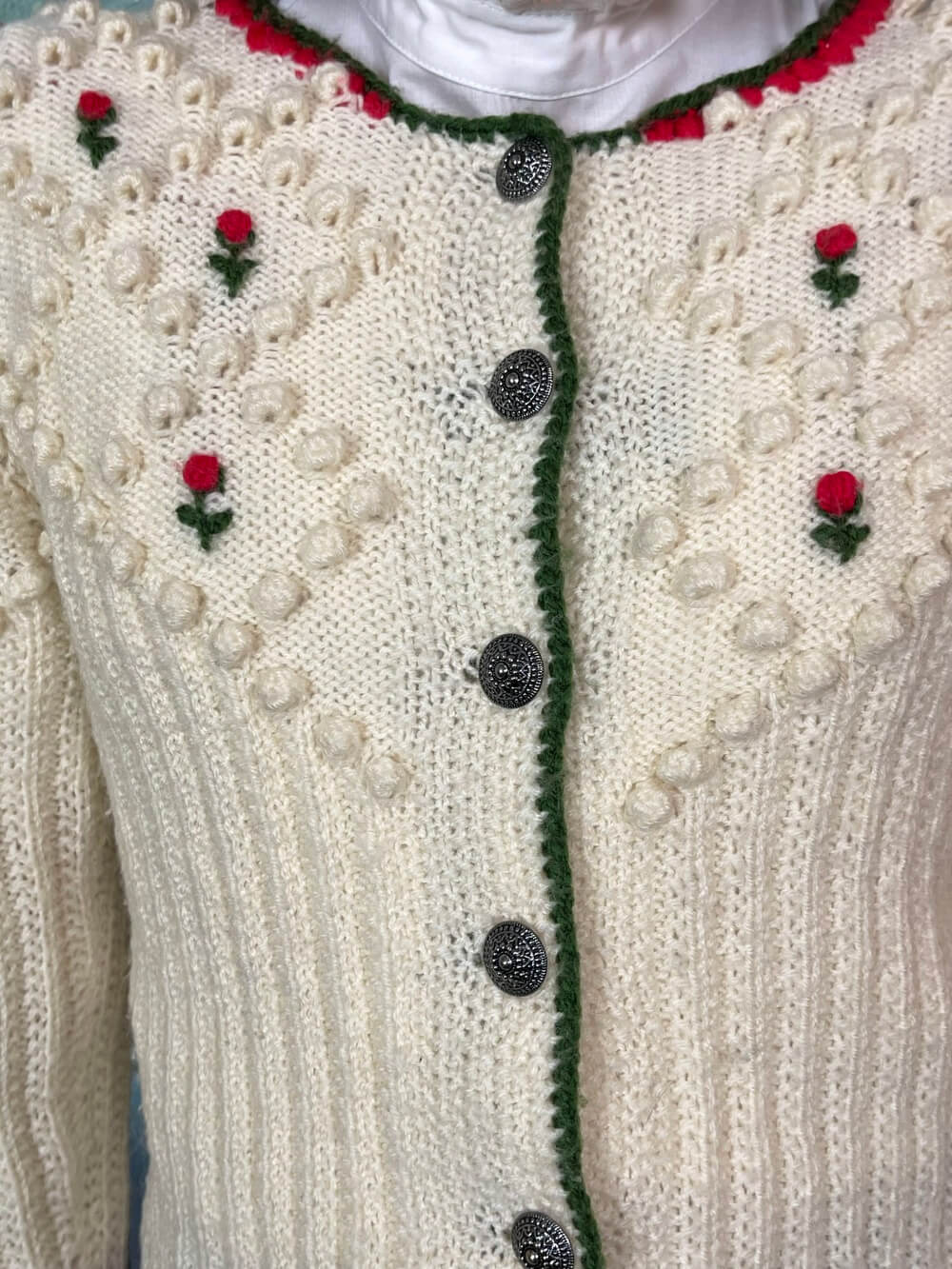 Vintage Austrian Popcorn Knit Cardigan
