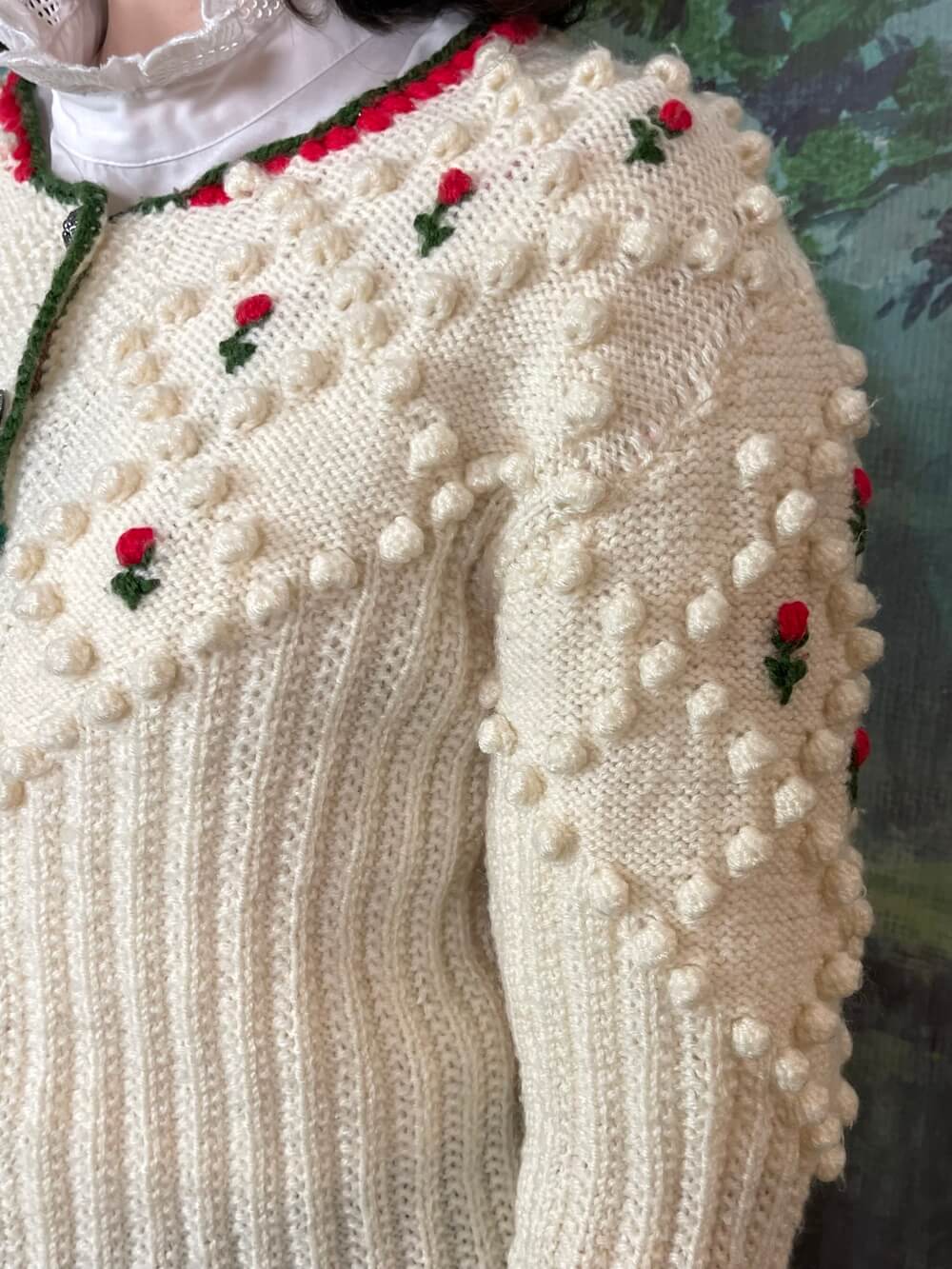 Vintage Austrian Popcorn Knit Cardigan