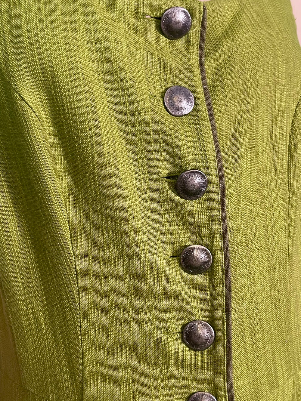 Vintage Austrian Olive Green Button Front Maxi Dress