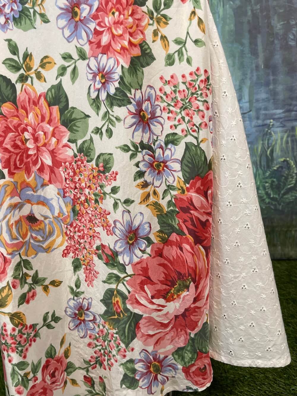 Vintage Silk Romantic Floral Maxi Skirt