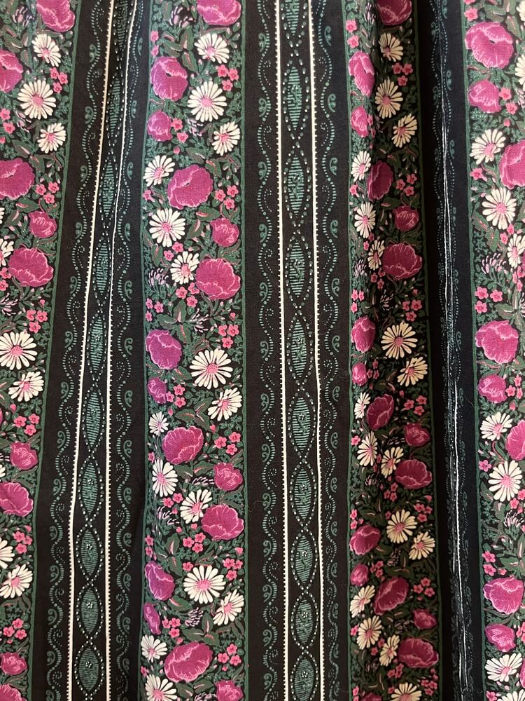 Vintage Austrian Floral Pleated Midi Skirt
