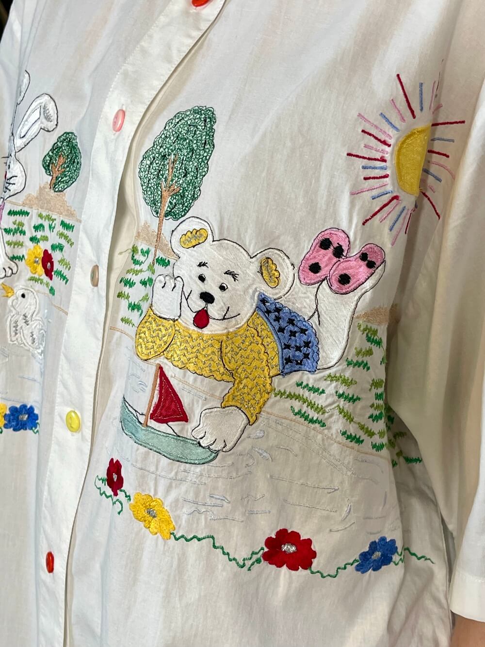 Vintage Embroidered Animal Button Up Shirt