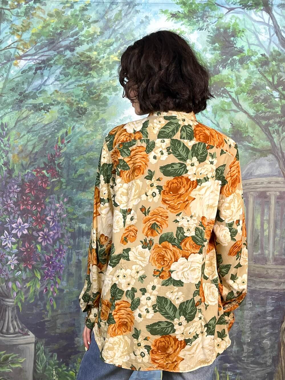 Vintage Oversized Roses Button Up Shirt