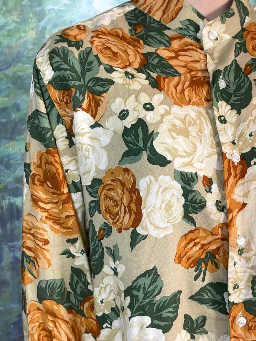 Vintage Oversized Roses Button Up Shirt