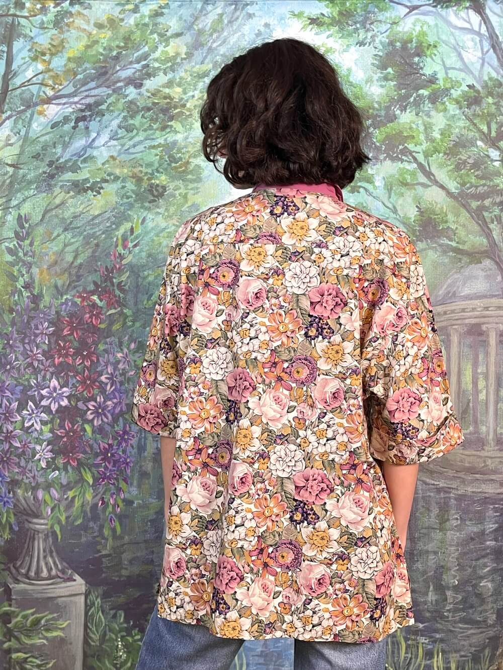 Vintage Romantic Peonies Button Up Shirt