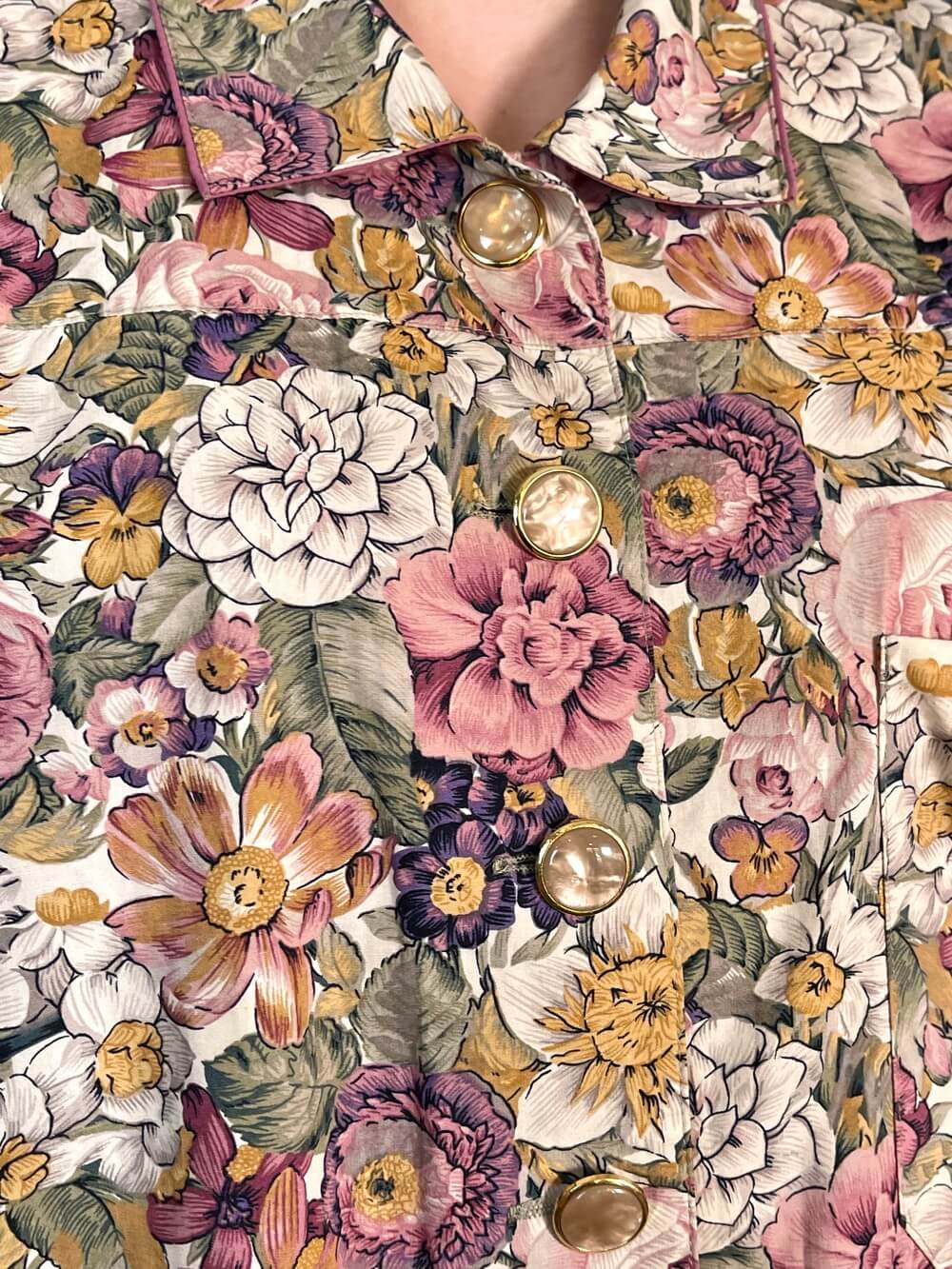 Vintage Romantic Peonies Button Up Shirt
