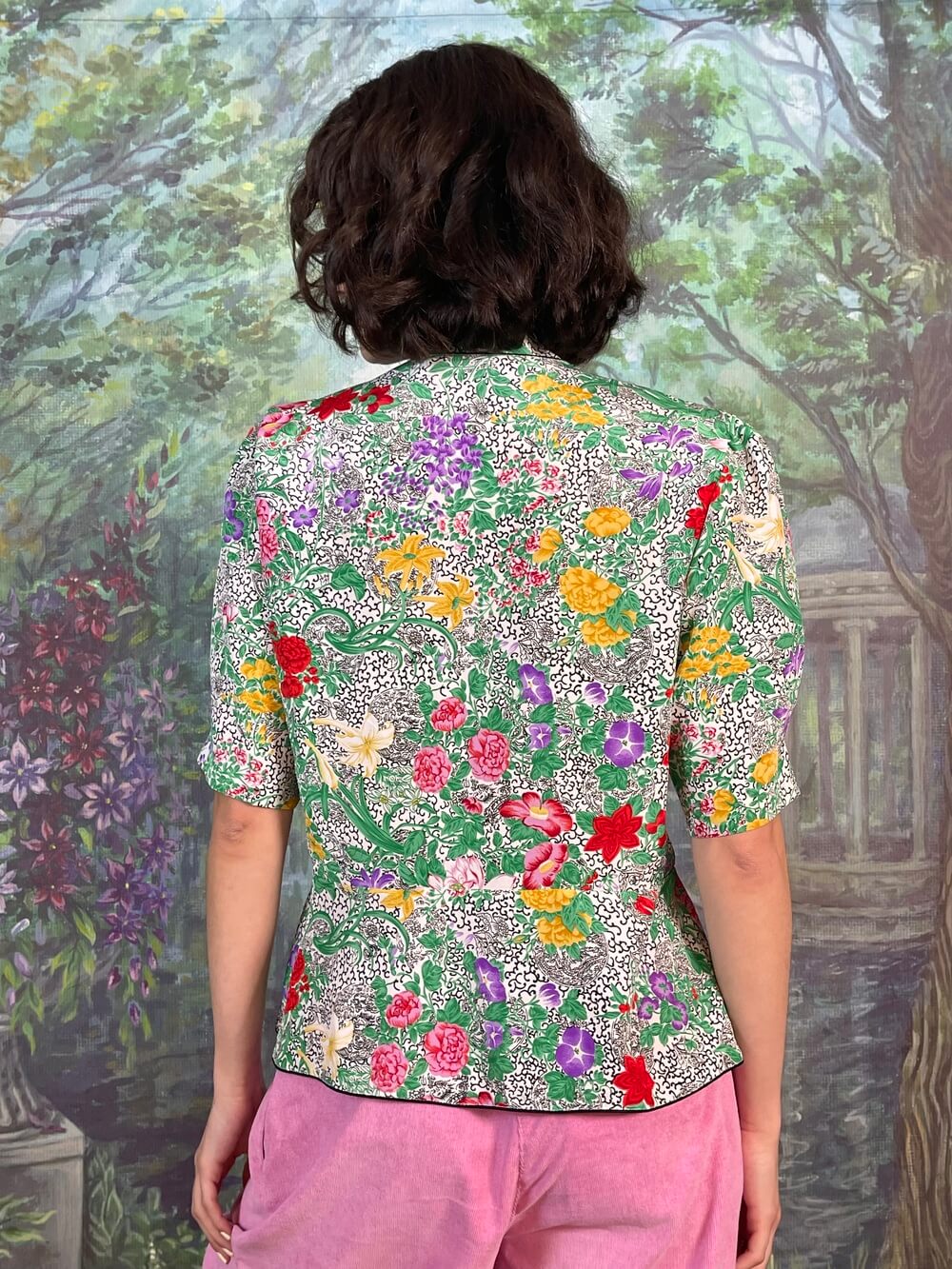 Vintage Floral Short Sleeve Blouse