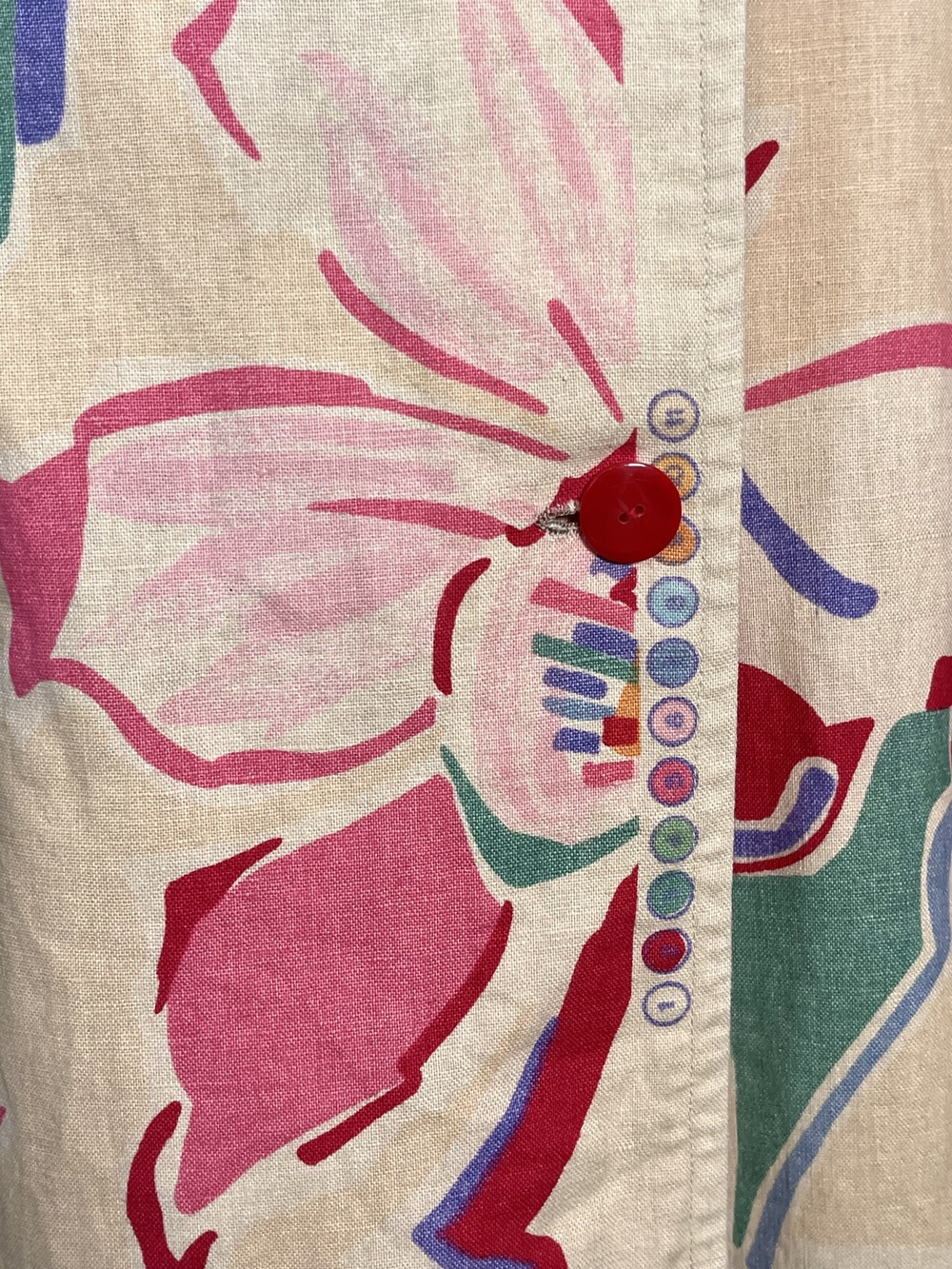 Vintage Floral Double-Breasted Dress