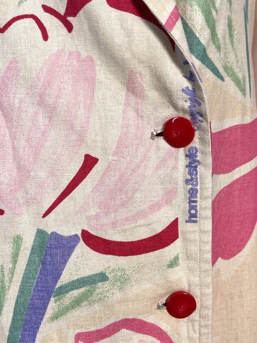 Vintage Floral Double-Breasted Dress