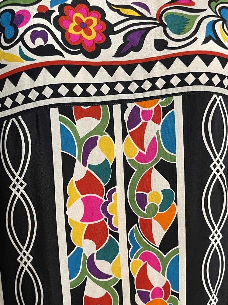 Vintage Silk Printed Midi Dress