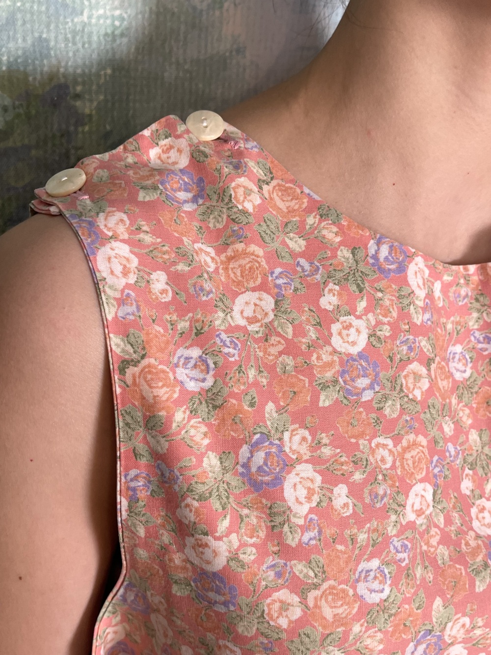 Vintage Rose Print Prairie Dress with Lace Hem