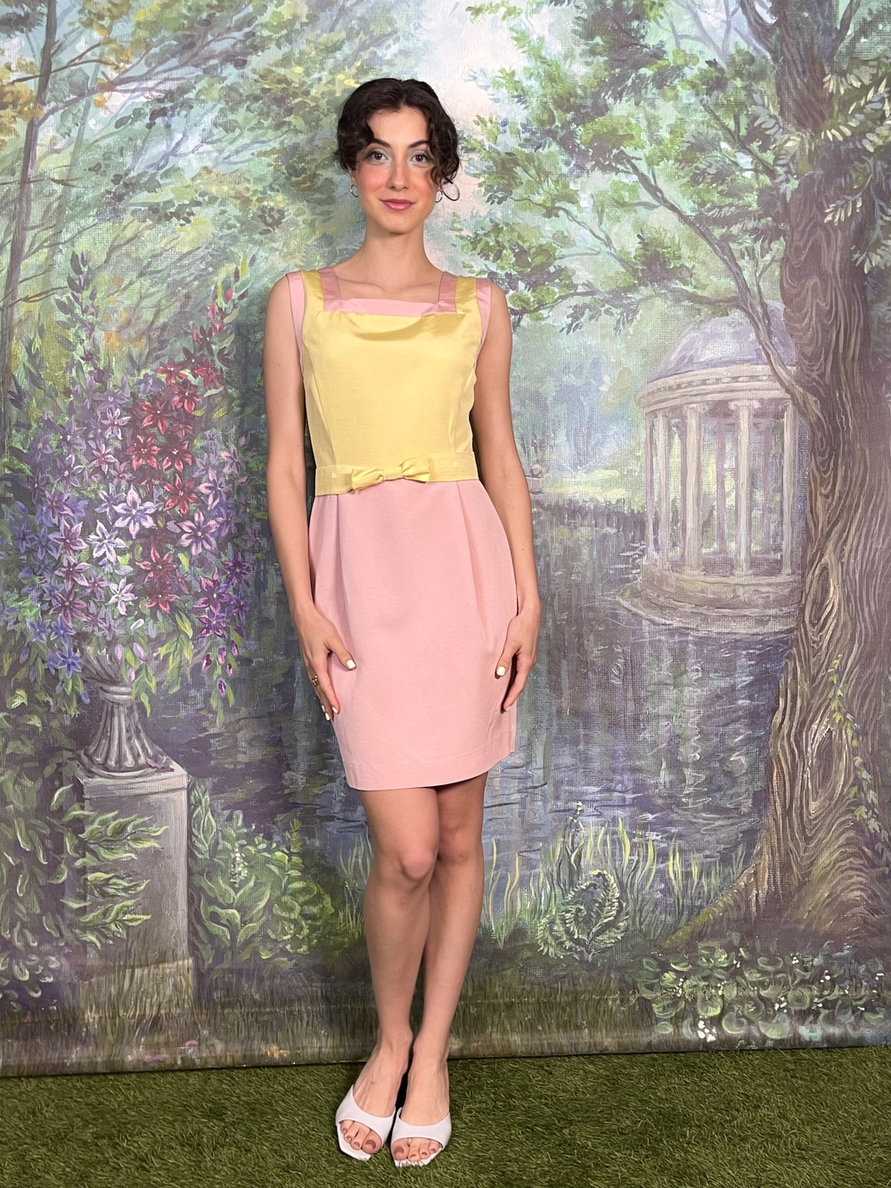 Vintage Pastel Colorblock Mini Dress