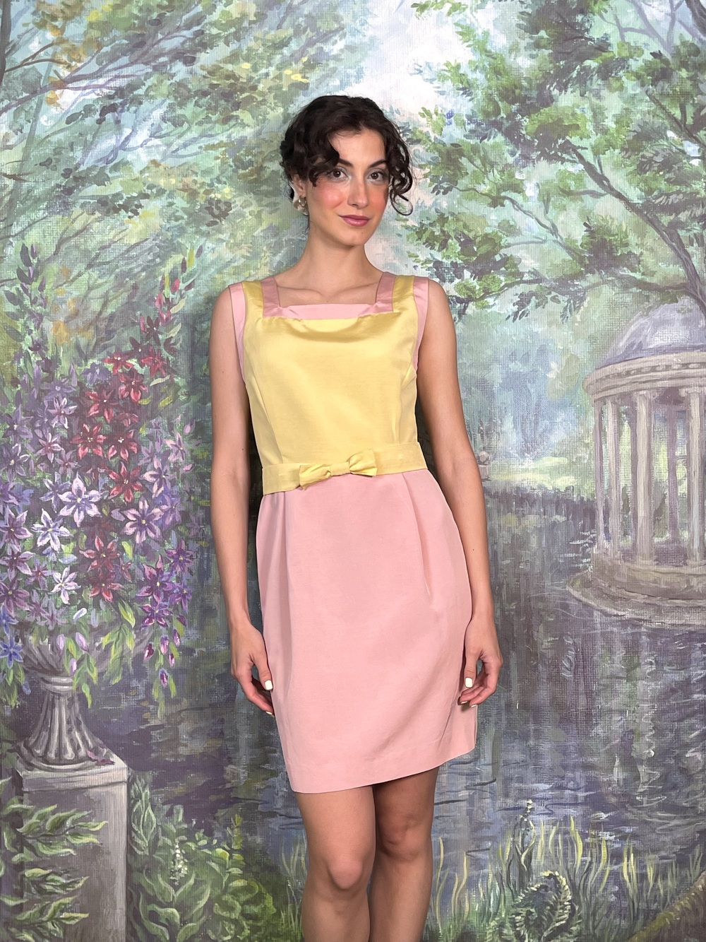 Vintage Pastel Colorblock Mini Dress