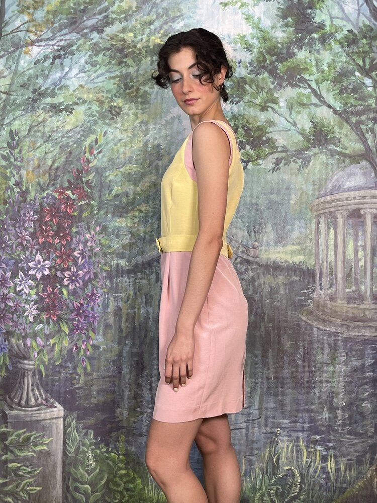 Vintage Pastel Colorblock Mini Dress