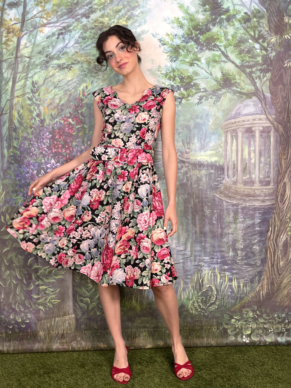 Vintage Floral Fit & Flare Mini Dress